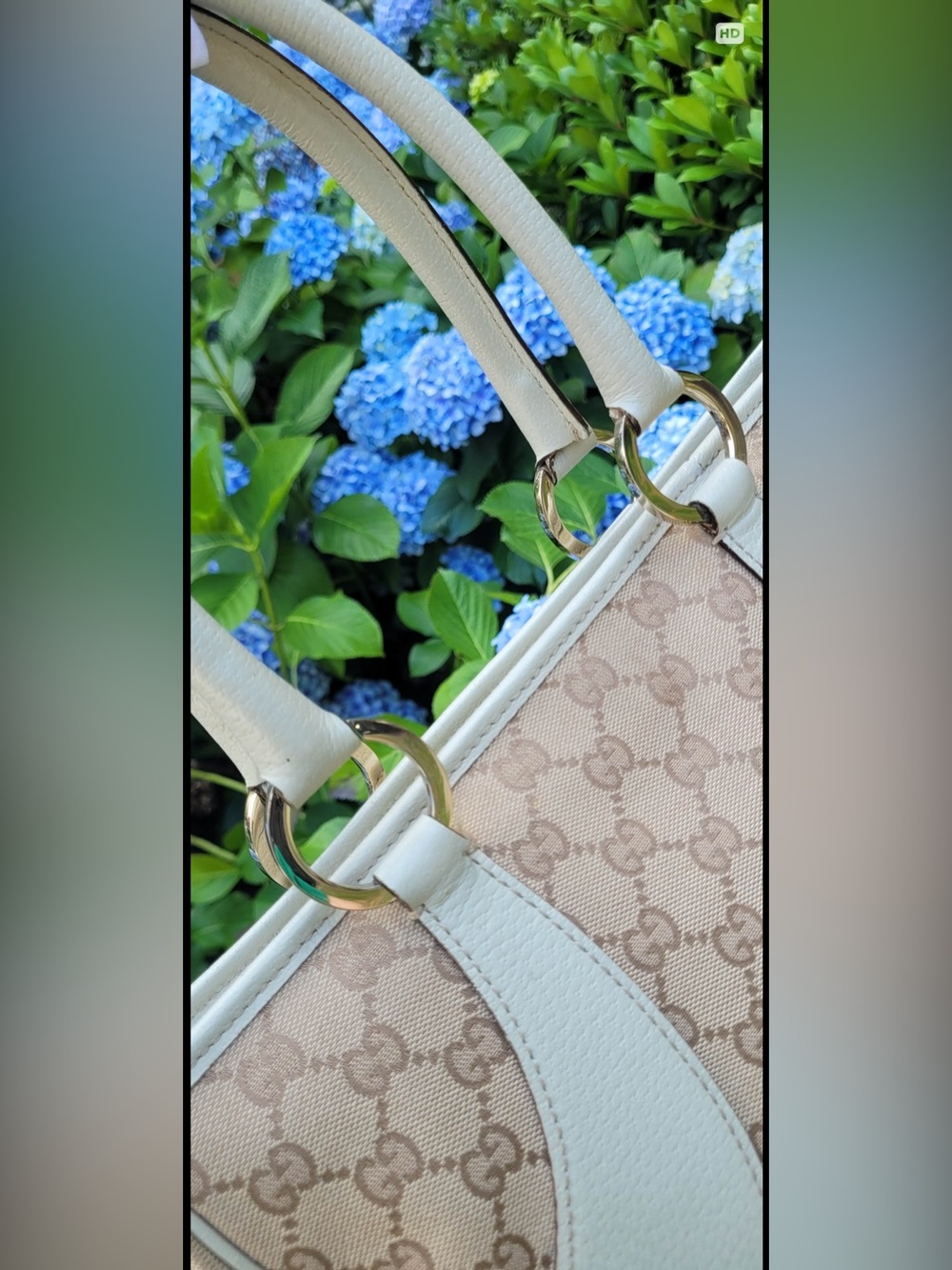 Authentic Gucci Beige GG Canvas Shoulder Bag with Cream Leather Trim - Picture 10 of 15